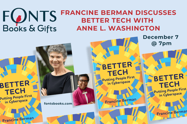 event poster for december 7 francine berman at fonts books