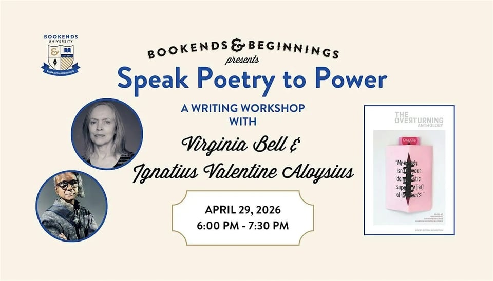 Speaking Poetry to Power with author photos of Virginia Vell and Ignatius Valentine Aloysius
