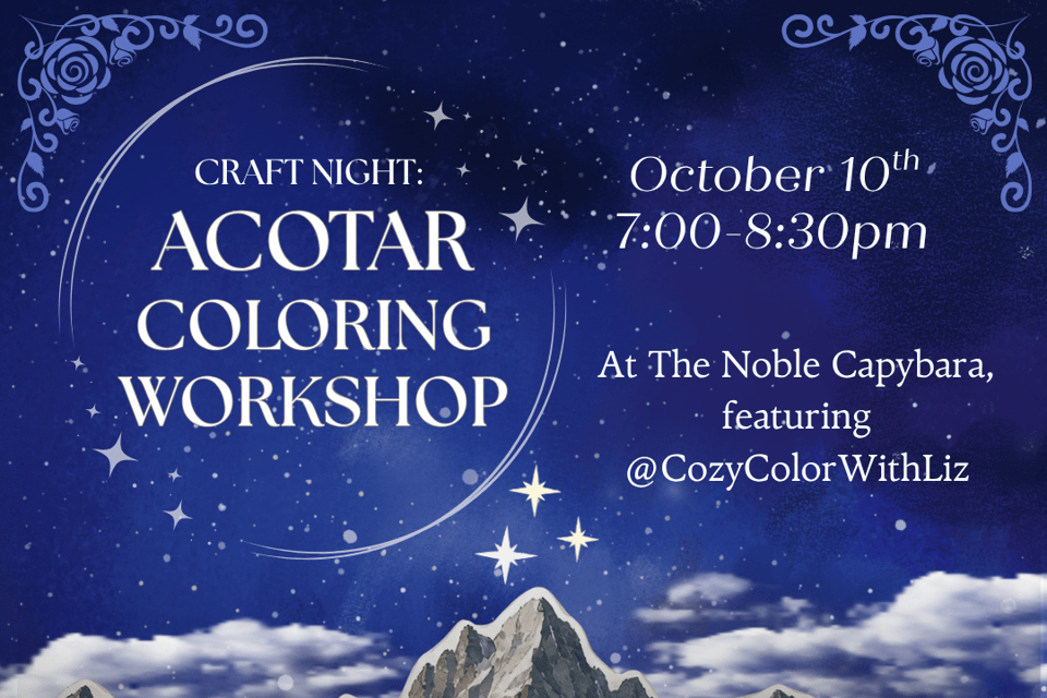 ACOTAR coloring workshop flyer