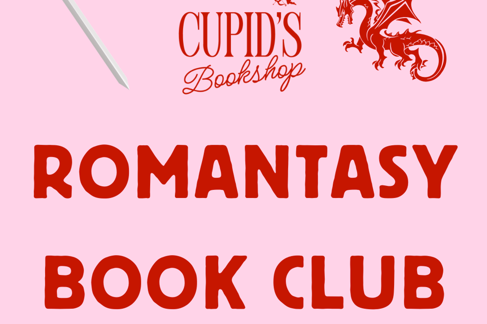 romantasy book club pink background