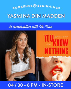 A photo of author Yasmina and the cover of the book, You Know Nothing