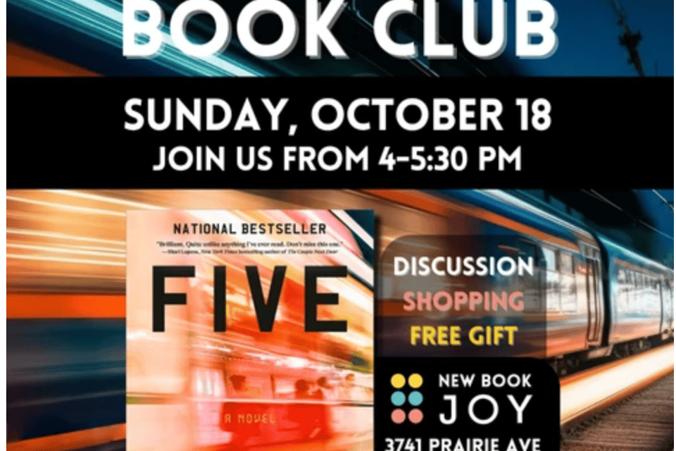 Book Cover: Five with a speeding train graphic