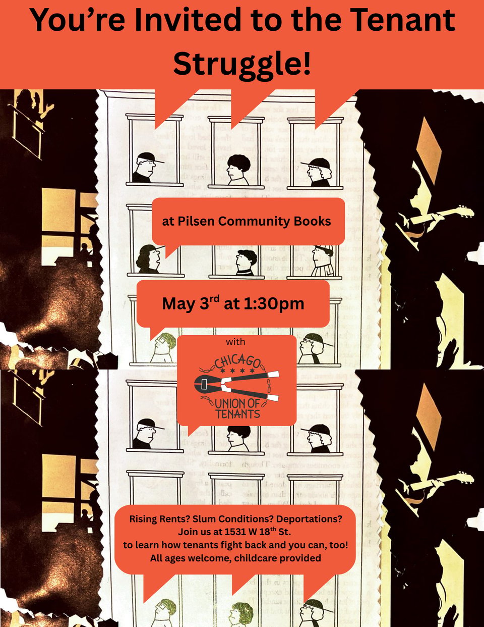 poster of Chicago Union of Tenants' West Side Branch meeting invitation