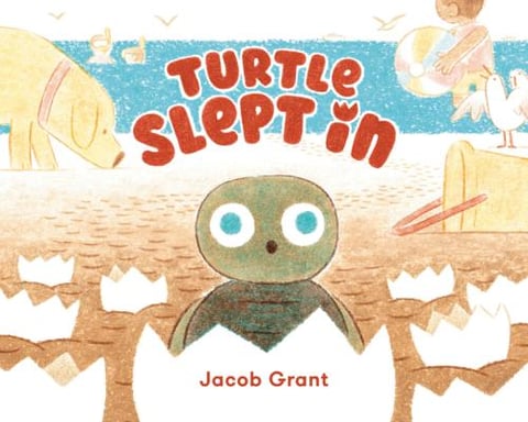 drawing of a turtle hatching from an egg alone