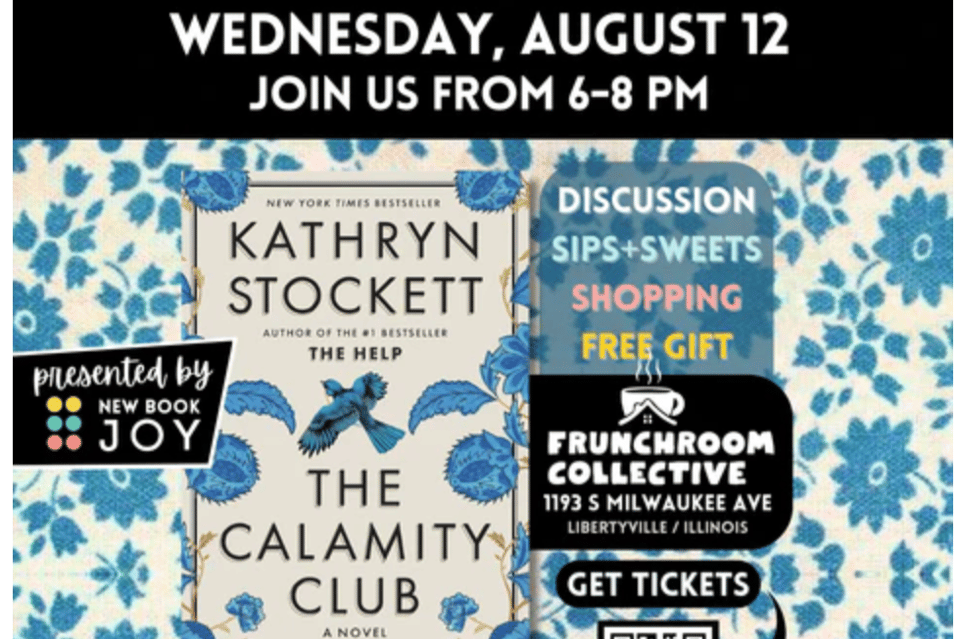 Calamity Club Book Cover with Event Details