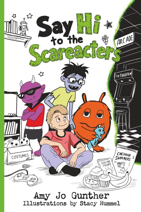 A boy and 3 friendly monsters